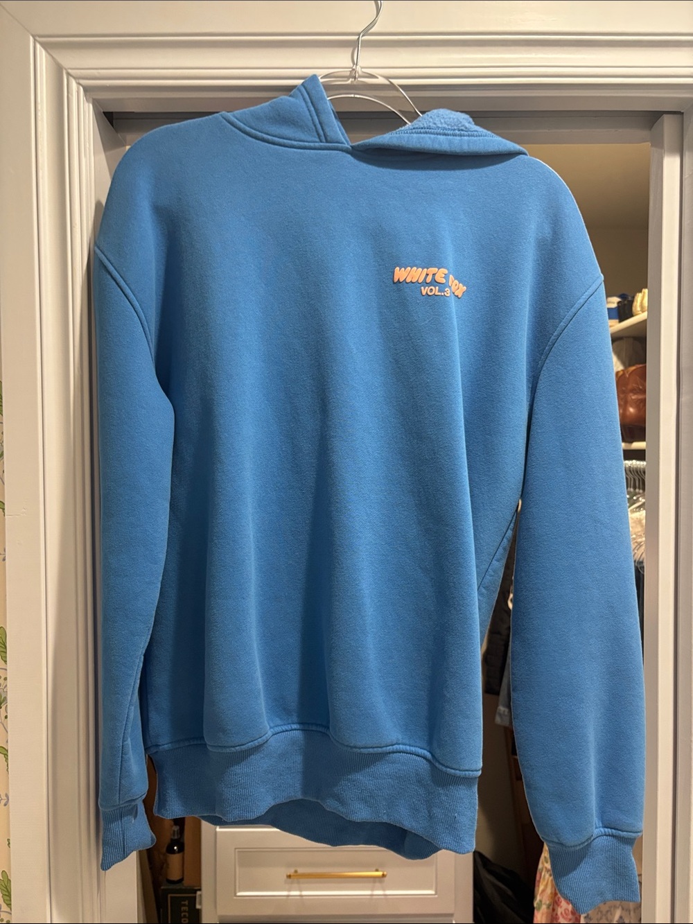 White Fox Boutique Blue Hoodie Sweatshirt with Small Chest Logo